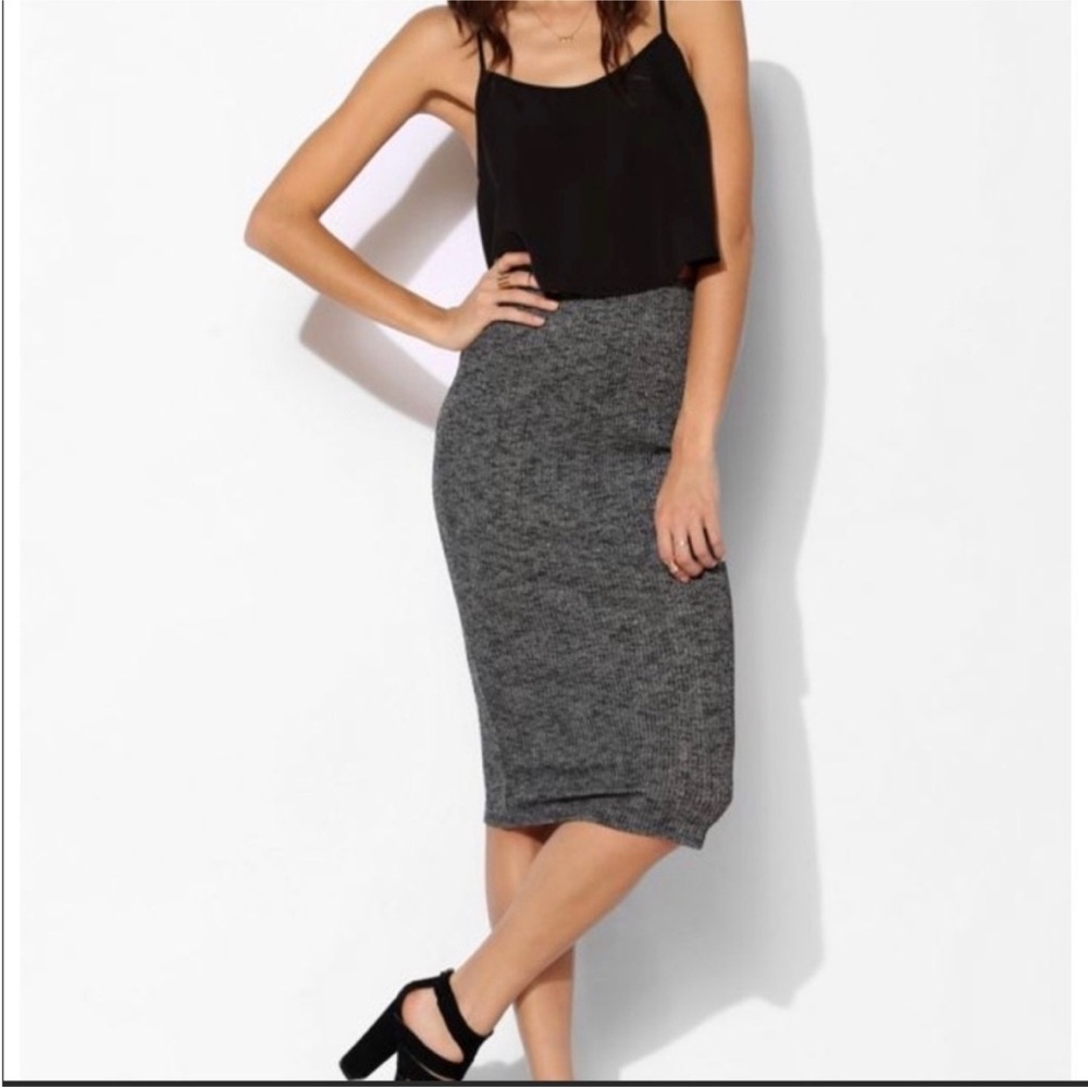NEW Sparkle & Fade Tube Skirt XS Charcoal Gray Ribbed Pencil Skirt Cotton Blend